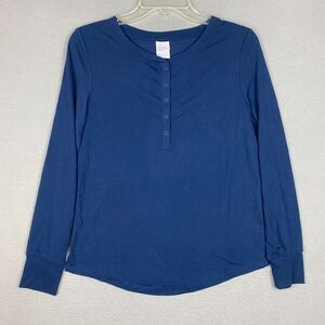 Stars Above Womens Size XS Henley Pajama Soft Loungewear Long Sleeve Top Blue